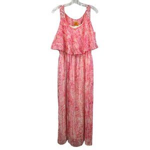 Ruby Rd Womens Sleeveless Blouson Maxi Dress Pink/Multi Size Medium